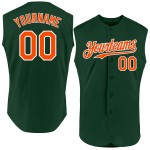 Sleeveless Authentic Custom Baseball Jersey Orange-White Green Sleeveless Authentic Custom Baseball Jersey Orange-White Green