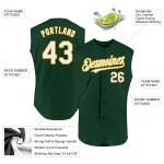 Jersey Baseball White-Gold Sleeveless Green Custom Authentic Jersey Baseball White-Gold Sleeveless Green Custom Authentic