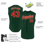 Jersey Baseball Green Red-Cream Sleeveless Authentic Custom Jersey Baseball Green Red-Cream Sleeveless Authentic Custom