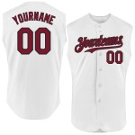 Authentic Crimson-Black Jersey Custom Baseball White Sleeveless Authentic Crimson-Black Jersey Custom Baseball White Sleeveless