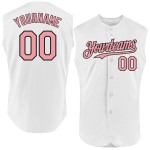 Authentic Pink-Black Baseball Custom Medium White Sleeveless Jersey Authentic Pink-Black Baseball Custom Medium White Sleeveless Jersey