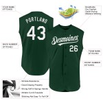 Sleeveless Jersey Authentic White Green Baseball Custom Sleeveless Jersey Authentic White Green Baseball Custom