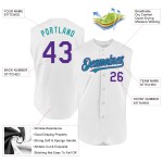 Custom Jersey Baseball White Purple-Teal Authentic Sleeveless Custom Jersey Baseball White Purple-Teal Authentic Sleeveless