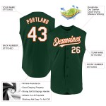 Sleeveless Authentic Green Jersey Custom Baseball White-Orange Sleeveless Authentic Green Jersey Custom Baseball White-Orange