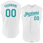 Teal White Baseball Sleeveless Authentic Custom Jersey Teal White Baseball Sleeveless Authentic Custom Jersey