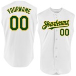 Jersey Authentic Baseball White Sleeveless Custom Green-Gold Jersey Authentic Baseball White Sleeveless Custom Green-Gold