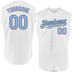Light Sleeveless Blue-Steel Baseball Jersey Authentic Gray White Custom Light Sleeveless Blue-Steel Baseball Jersey Authentic Gray White Custom
