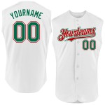 Baseball Green-Red Authentic Kelly Custom Jersey Sleeveless White Baseball Green-Red Authentic Kelly Custom Jersey Sleeveless White