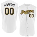 Custom Gold Black-Old Authentic Baseball Jersey Sleeveless White Custom Gold Black-Old Authentic Baseball Jersey Sleeveless White