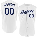 Navy Baseball Jersey White Authentic Custom Sleeveless Navy Baseball Jersey White Authentic Custom Sleeveless
