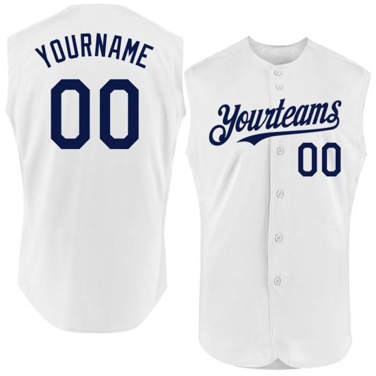 Navy Baseball Jersey White Authentic Custom Sleeveless Navy Baseball Jersey White Authentic Custom Sleeveless