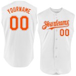 White Sleeveless Orange-Gray Jersey Authentic Custom Baseball White Sleeveless Orange-Gray Jersey Authentic Custom Baseball