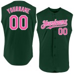 Jersey Green Custom Authentic Sleeveless Baseball Pink-White Jersey Green Custom Authentic Sleeveless Baseball Pink-White