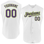 Purple-Neon Custom Authentic Green White Sleeveless Baseball Jersey Purple-Neon Custom Authentic Green White Sleeveless Baseball Jersey