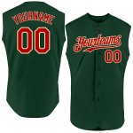 Jersey Baseball Green Red-Cream Sleeveless Authentic Custom Jersey Baseball Green Red-Cream Sleeveless Authentic Custom