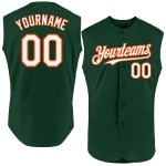 Sleeveless Authentic Green Jersey Custom Baseball White-Orange Sleeveless Authentic Green Jersey Custom Baseball White-Orange