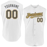 Sleeveless Jersey Baseball White Gray-Old Steel Authentic Gold Custom Sleeveless Jersey Baseball White Gray-Old Steel Authentic Gold Custom