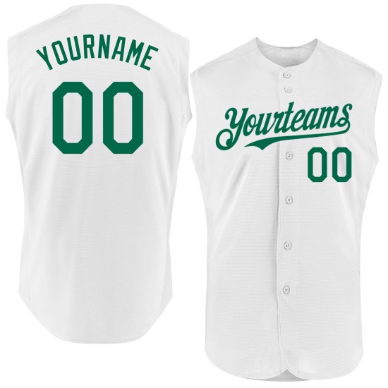 Green Authentic Jersey Kelly Custom Baseball White Sleeveless Green Authentic Jersey Kelly Custom Baseball White Sleeveless
