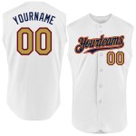Custom Navy-Red Jersey White Authentic Sleeveless Gold Old Baseball Custom Navy-Red Jersey White Authentic Sleeveless Gold Old Baseball