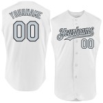 Jersey Authentic Sleeveless White Baseball Silver-Black Custom Jersey Authentic Sleeveless White Baseball Silver-Black Custom