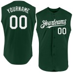 Sleeveless Jersey Authentic White Green Baseball Custom Sleeveless Jersey Authentic White Green Baseball Custom