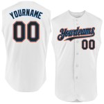 Electric White Jersey Black Sleeveless Blue-Orange Authentic Baseball Custom Electric White Jersey Black Sleeveless Blue-Orange Authentic Baseball Custom