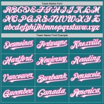 White-Pink Sleeves Custom Baseball Authentic Jersey Raglan Teal White-Pink Sleeves Custom Baseball Authentic Jersey Raglan Teal