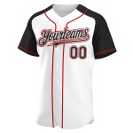 Baseball Sleeves White Authentic Raglan Black-Red Jersey Custom Baseball Sleeves White Authentic Raglan Black-Red Jersey Custom