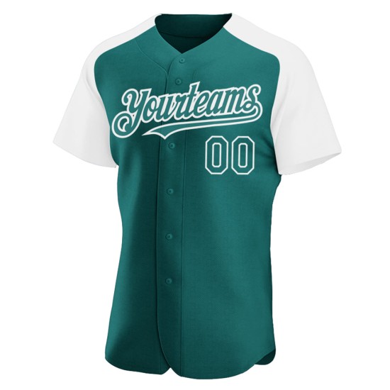 Raglan White Custom Jersey Sleeves Teal Authentic Baseball Raglan White Custom Jersey Sleeves Teal Authentic Baseball