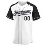 Baseball Black-Gray Sleeves Custom Raglan Authentic Jersey White Baseball Black-Gray Sleeves Custom Raglan Authentic Jersey White