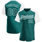 Raglan White Custom Jersey Sleeves Teal Authentic Baseball Raglan White Custom Jersey Sleeves Teal Authentic Baseball
