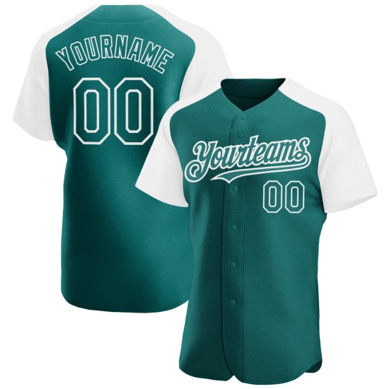 Raglan White Custom Jersey Sleeves Teal Authentic Baseball Raglan White Custom Jersey Sleeves Teal Authentic Baseball