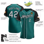 Gray-Black Raglan Teal Sleeves Jersey Custom Baseball Authentic Gray-Black Raglan Teal Sleeves Jersey Custom Baseball Authentic