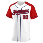 Baseball Custom Authentic Jersey Raglan Red-Navy White Sleeves Baseball Custom Authentic Jersey Raglan Red-Navy White Sleeves