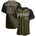 Jersey Salute Service Authentic Black-Cream To Raglan Custom Baseball Sleeves Olive Jersey Salute Service Authentic Black-Cream To Raglan Custom Baseball Sleeves Olive