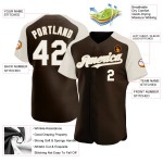 Custom Raglan Authentic Jersey White-Cream Baseball Brown Sleeves Custom Raglan Authentic Jersey White-Cream Baseball Brown Sleeves