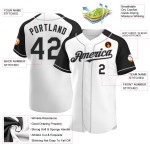 Baseball Black-Gray Sleeves Custom Raglan Authentic Jersey White Baseball Black-Gray Sleeves Custom Raglan Authentic Jersey White