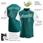 Raglan White Custom Jersey Sleeves Teal Authentic Baseball Raglan White Custom Jersey Sleeves Teal Authentic Baseball