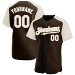 Custom Raglan Authentic Jersey White-Cream Baseball Brown Sleeves Custom Raglan Authentic Jersey White-Cream Baseball Brown Sleeves