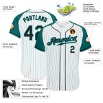 Authentic Raglan Custom Baseball Aqua Black-Aqua Pinstripe White Sleeves Jersey Authentic Raglan Custom Baseball Aqua Black-Aqua Pinstripe White Sleeves Jersey