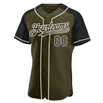 Jersey Salute Service Authentic Black-Cream To Raglan Custom Baseball Sleeves Olive Jersey Salute Service Authentic Black-Cream To Raglan Custom Baseball Sleeves Olive