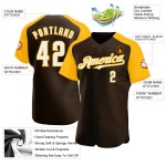 Authentic White-Gold Raglan Baseball Custom Sleeves Jersey Brown Authentic White-Gold Raglan Baseball Custom Sleeves Jersey Brown