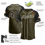 Jersey Salute Service Authentic Black-Cream To Raglan Custom Baseball Sleeves Olive Jersey Salute Service Authentic Black-Cream To Raglan Custom Baseball Sleeves Olive