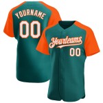 Sleeves Authentic Baseball Teal Raglan Custom Jersey White-Orange Sleeves Authentic Baseball Teal Raglan Custom Jersey White-Orange