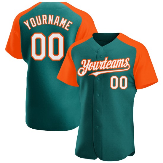 Sleeves Authentic Baseball Teal Raglan Custom Jersey White-Orange Sleeves Authentic Baseball Teal Raglan Custom Jersey White-Orange