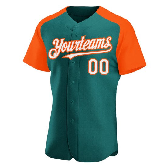 Sleeves Authentic Baseball Teal Raglan Custom Jersey White-Orange Sleeves Authentic Baseball Teal Raglan Custom Jersey White-Orange