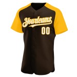 Authentic White-Gold Raglan Baseball Custom Sleeves Jersey Brown Authentic White-Gold Raglan Baseball Custom Sleeves Jersey Brown