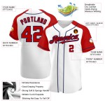 Baseball Custom Authentic Jersey Raglan Red-Navy White Sleeves Baseball Custom Authentic Jersey Raglan Red-Navy White Sleeves