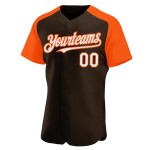 Authentic Baseball Raglan Custom Jersey White-Orange Sleeves Brown Authentic Baseball Raglan Custom Jersey White-Orange Sleeves Brown