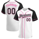Black-Pink Authentic Baseball White Sleeves Raglan Jersey Custom Black-Pink Authentic Baseball White Sleeves Raglan Jersey Custom